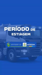 Neste período de estiagem, o consumo de água registra seus índices mais elevados do ano.

Atenta à necessidade de garantir a regularidade do fornecimento à população araguarina, a Superintendência de Água e Esgoto de Araguari (SAE) recebeu, no dia 20 de agosto, duas carretas-pipa. Os veículos foram integrados à frota para reforçar o abastecimento dos reservatórios conforme a demanda operacional da autarquia.

A SAE informa também que mantém a atuação constante de caminhões-pipa em regiões prioritárias e de maior densidade populacional, minimizando eventuais impactos causados pela seca.

Reforçamos o apelo a toda a comunidade para o consumo consciente da água, evitando desperdícios e priorizando o uso essencial.

Canais de Atendimento e Plantão:
(34) 3242-3579 | (34) 3246-7900