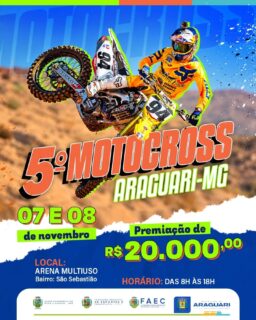 🏁 ARAGUARI RECEBE O 5º MOTOCROSS!

Nos dias 7 e 8 de novembro, a Arena Multiuso, no Bairro São Sebastião, será palco de muita velocidade, emoção e adrenalina com a realização do 5º Motocross de Araguari.

No sábado (7), acontecem os treinos, das 9h às 18h. Já no domingo (8), será a vez das corridas, também das 9h às 18h.

🏆 R$ 20 mil em premiação

A competição contará com as categorias MX Pró, MX1, MX2, MX3, MX4, MX5, MXF Feminina, MX Júnior, Nacional, MX 50cc, MX 65cc, MX Iniciante e MX Intermediária.

Chame a família, reúna os amigos e venha prestigiar mais esse grande evento esportivo em Araguari!

Prefeitura de Araguari 
Em frente, pra cuidar da nossa gente.

#PrefeituraDeAraguari #Mg #Motocross #Esporte #Araguri