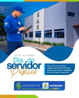 💙 28 de outubro | Dia do Servidor Público

Hoje é dia de reconhecer e valorizar quem trabalha diariamente com dedicação, responsabilidade e compromisso com a nossa cidade!

Na SAE Araguari, cada servidor tem um papel fundamental para garantir água tratada, saneamento e mais qualidade de vida à população. 💧

👏 Nossa homenagem e gratidão a todos os servidores públicos que fazem a diferença na vida dos araguarinos!

Feliz Dia do Servidor Público!