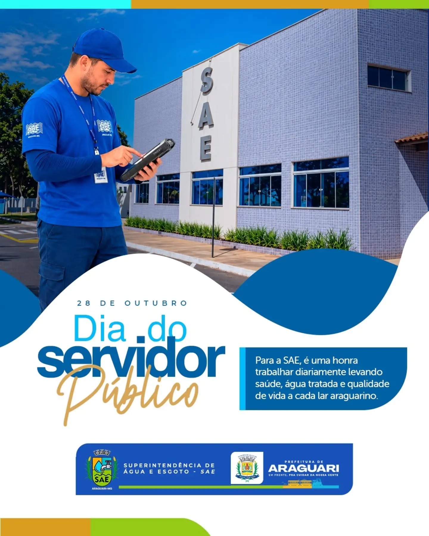 💙 28 de outubro | Dia do Servidor Público

Hoje é dia de reconhecer e valorizar quem trabalha diariamente com dedicação, responsabilidade e compromisso com a nossa cidade!

Na SAE Araguari, cada servidor tem um papel fundamental para garantir água tratada, saneamento e mais qualidade de vida à população. 💧

👏 Nossa homenagem e gratidão a todos os servidores públicos que fazem a diferença na vida dos araguarinos!

Feliz Dia do Servidor Público!
